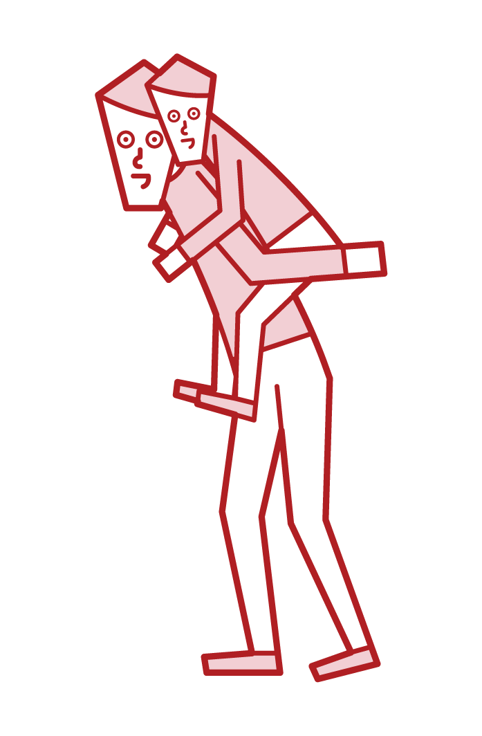 Illustration of a father carrying a child