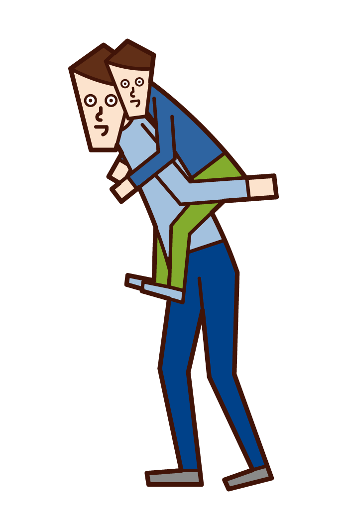 Illustration of a father carrying a child