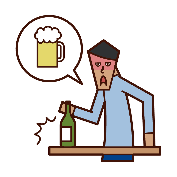 Illustration of a man with a bad habit of drinking alcohol