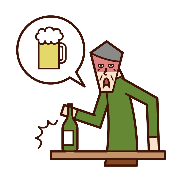 Illustration of a person with a bad habit of drinking alcohol (male)