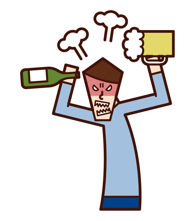 Illustration of a person with a bad habit of drinking alcohol (male)