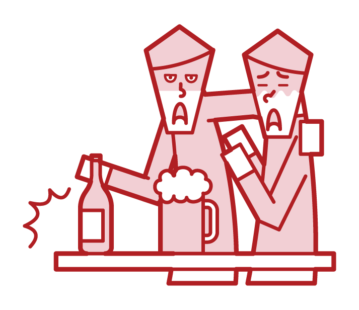 Illustration of alcohol harassment (male)