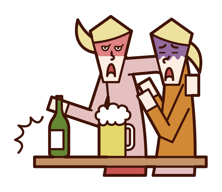 Illustration of alcohol harassment (female)