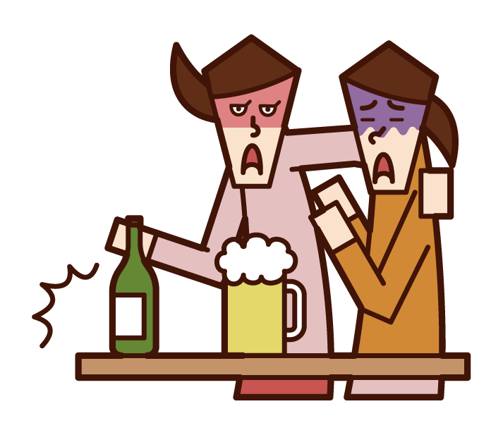 Illustration of a person with a bad habit of drinking, a man