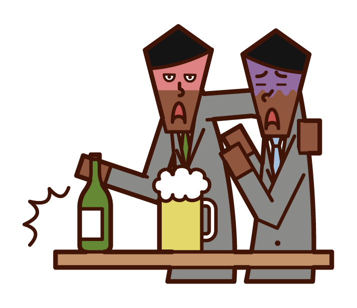 Illustration of a person (man) who does alcohol harassment