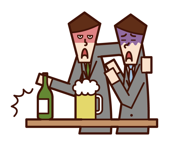 Illustration of a person (man) who does alcohol harassment