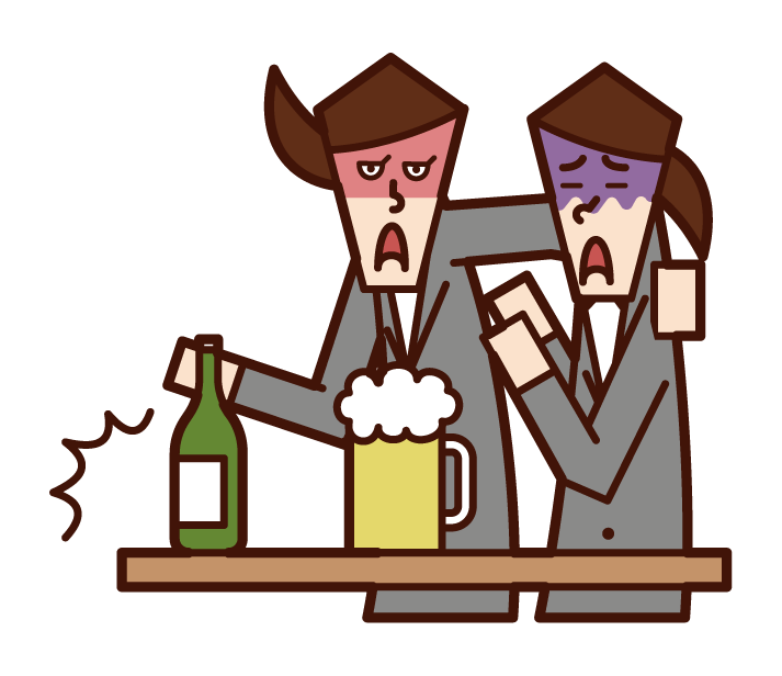 Illustration of an old man who harasses alcohol