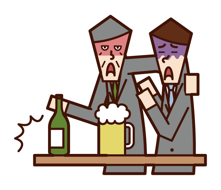 Illustration of a person (man) who does alcohol harassment