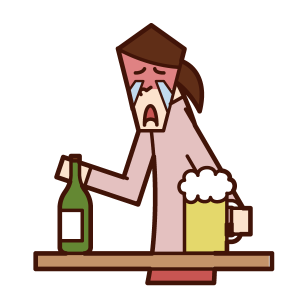 Illustration of an old man who harasses alcohol