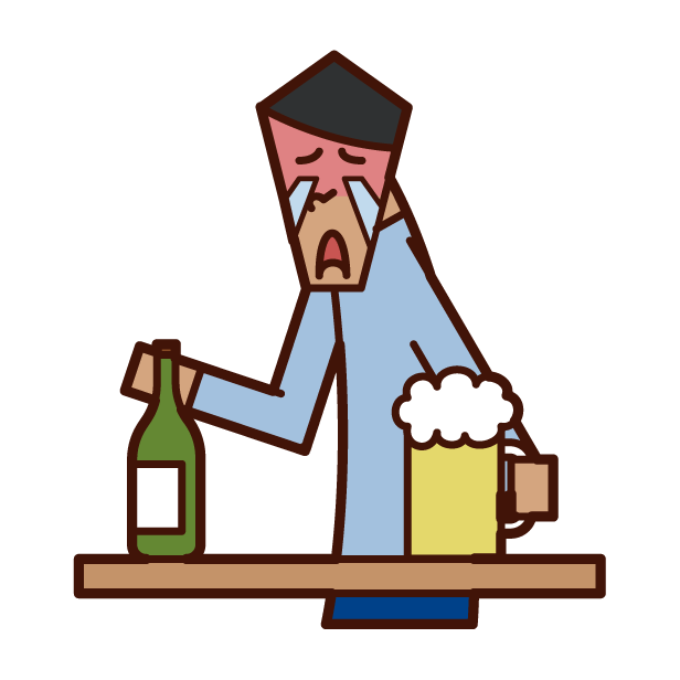 man drinking alcohol cartoon