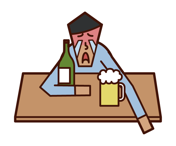 Illustration of a man drinking a drink