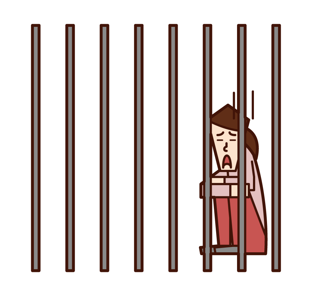 Illustration of a woman in prison