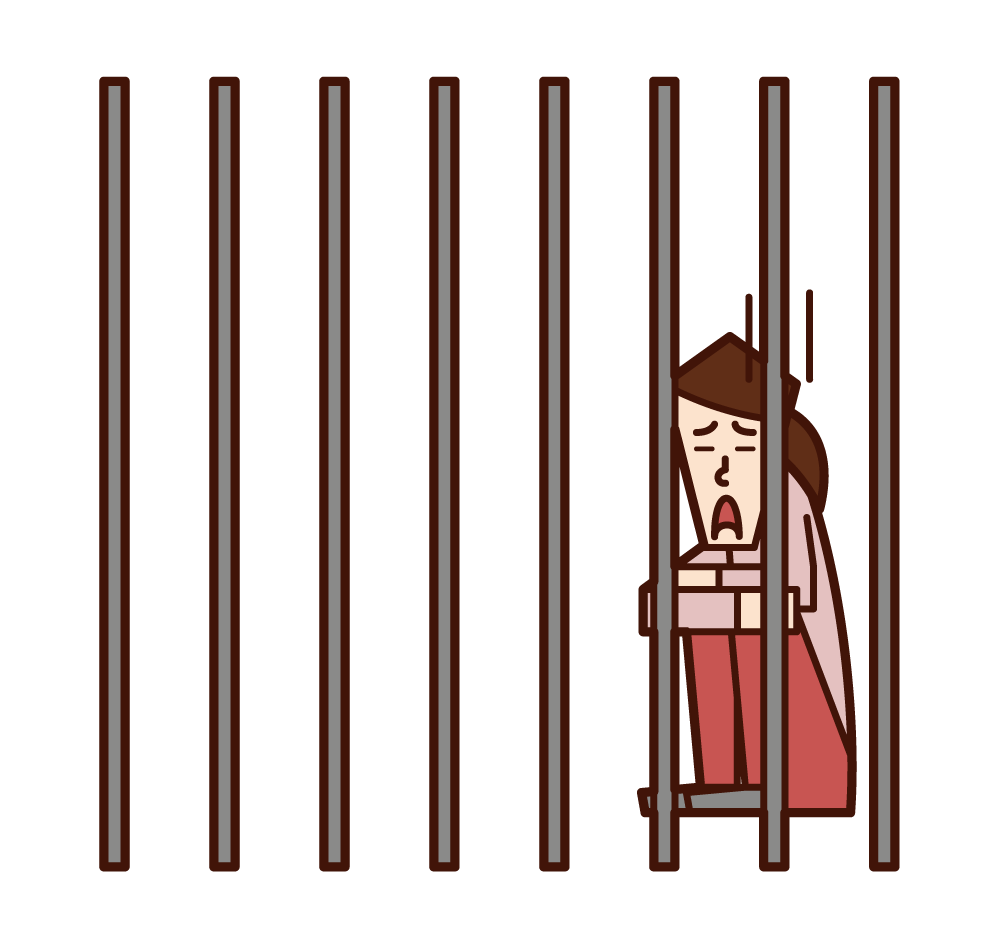 Illustration of a person (old man) who was put in a prison