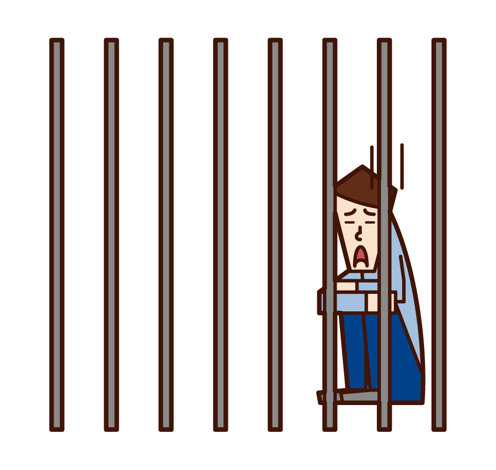 Illustration of a man in prison