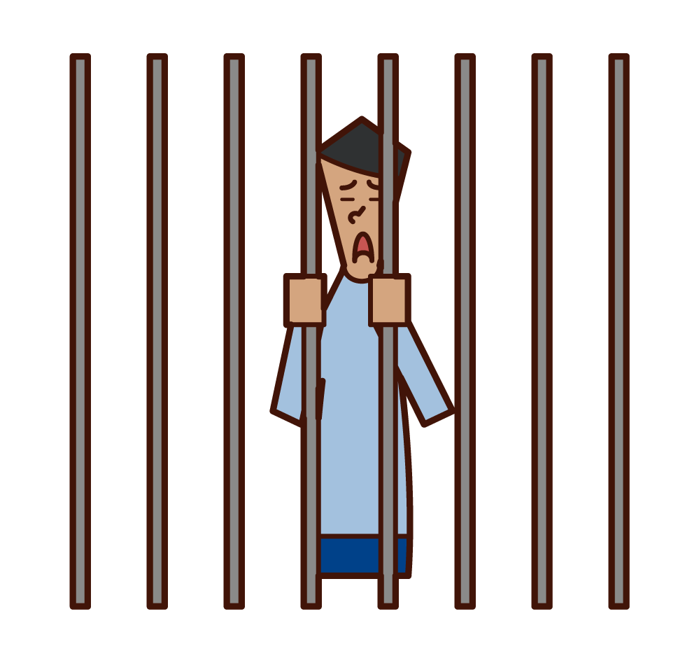 Illustration of a man in prison