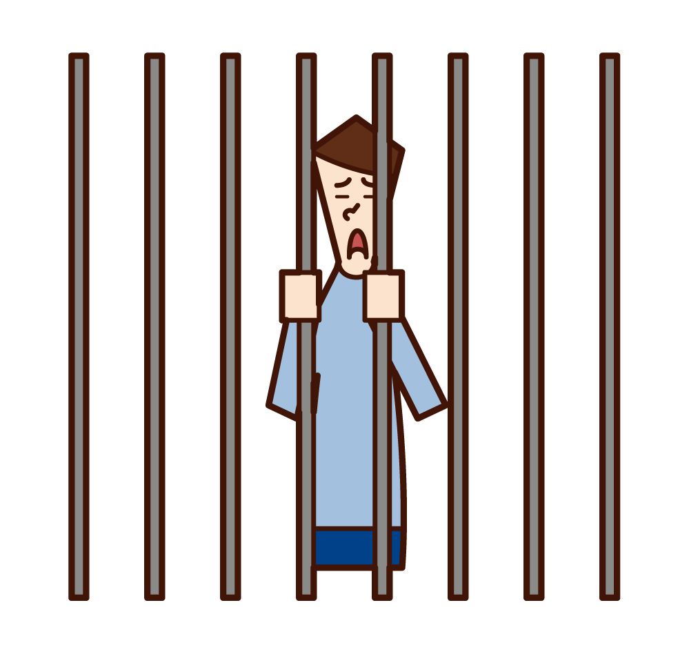 Illustration of a man in prison