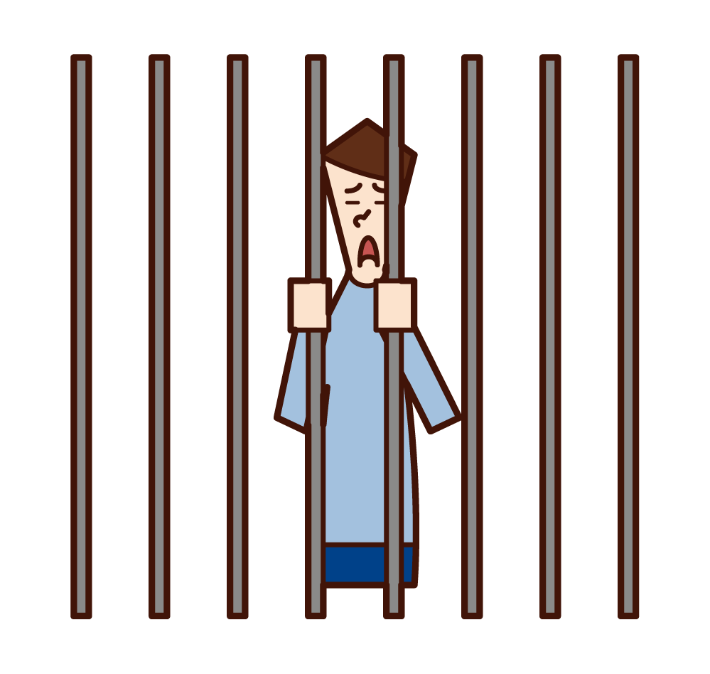 Illustration of a person (old man) who was put in a prison