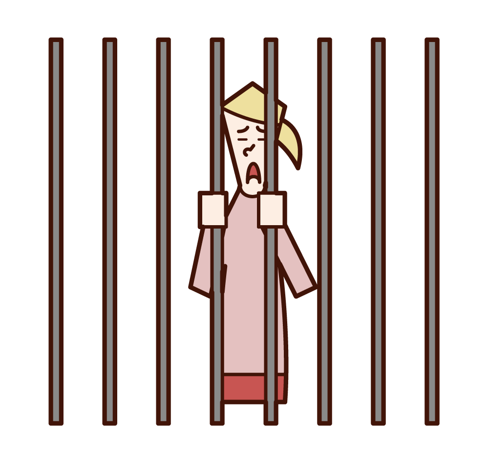 被關在監獄里的女人的插圖