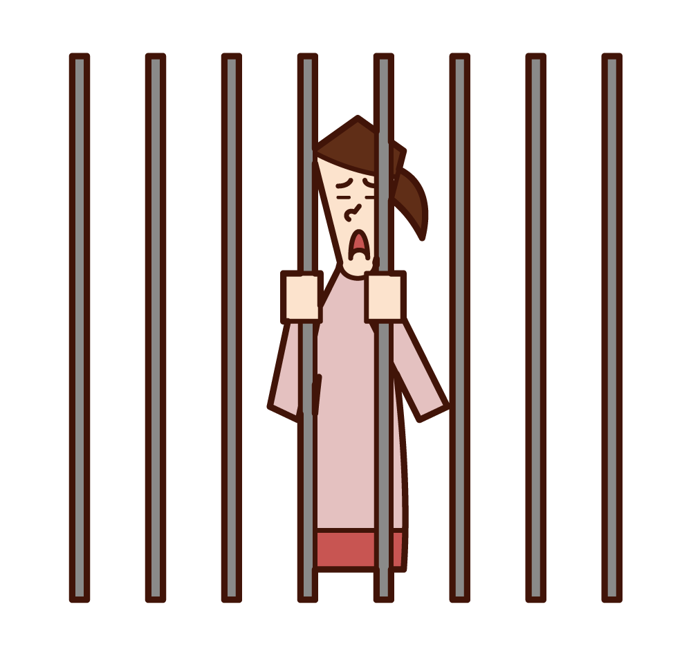 Illustration of a person (old man) who was put in a prison