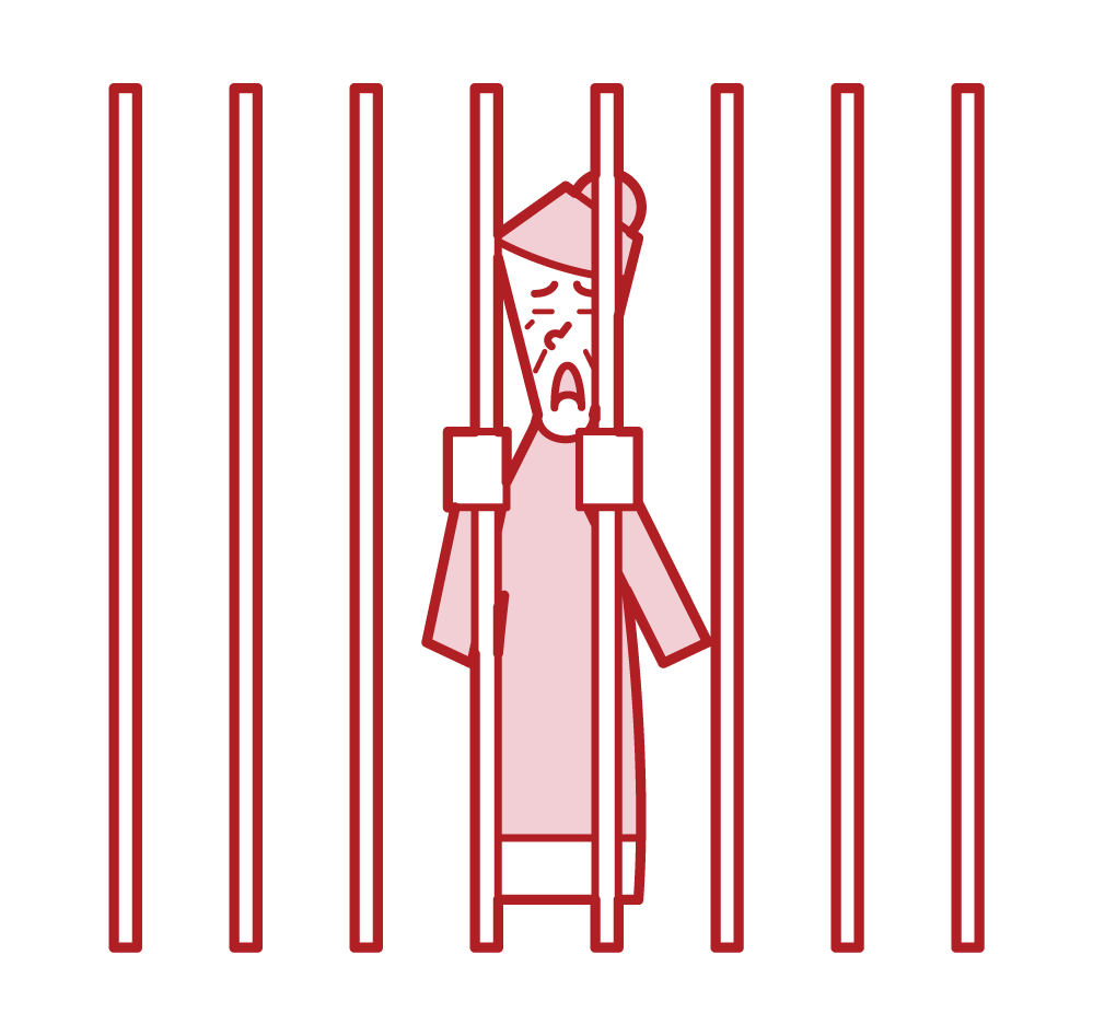 Illustration of a person (grandmother) who was put in a prison