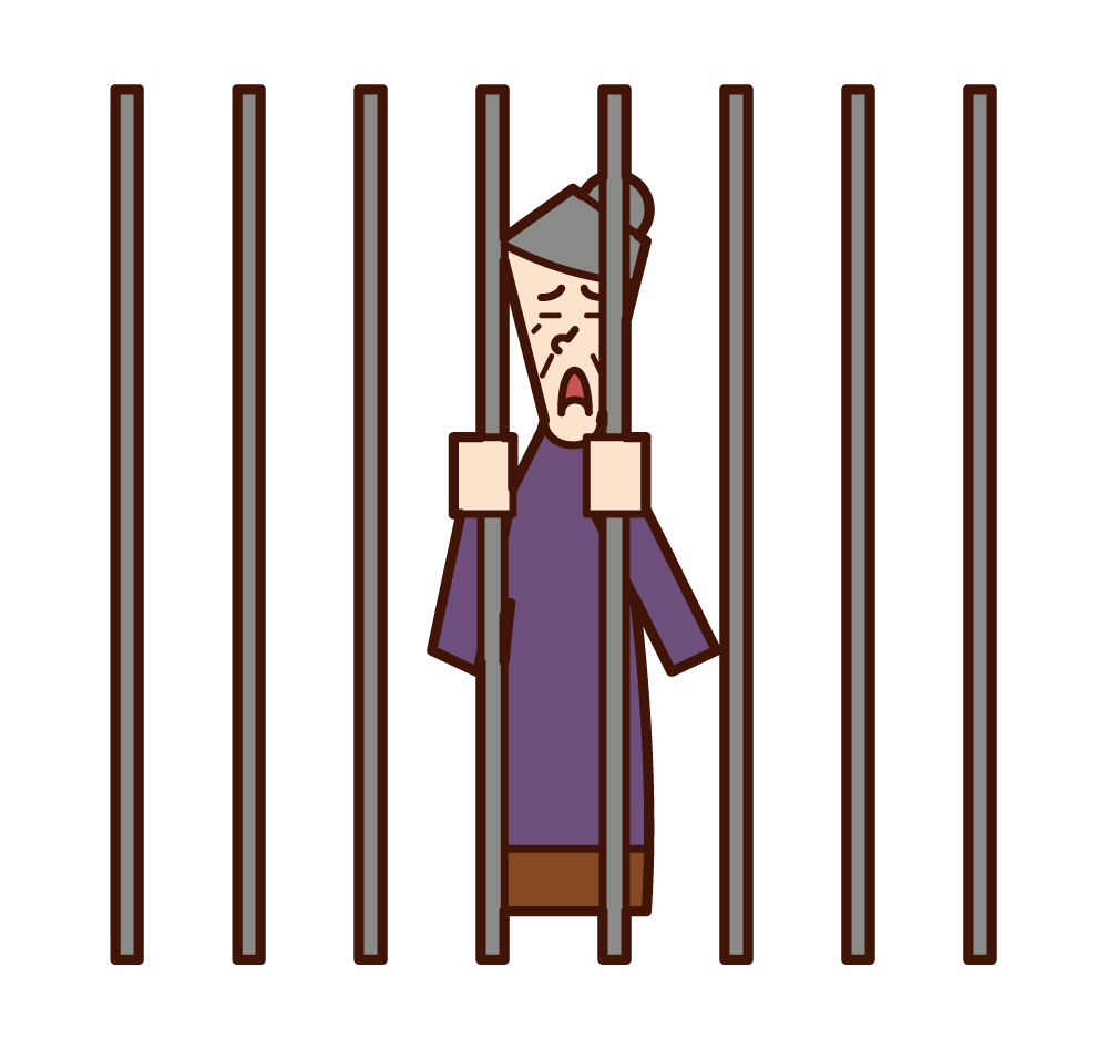 Illustration of a man in prison