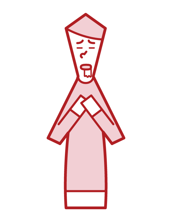 Illustration of a drooling person (male)