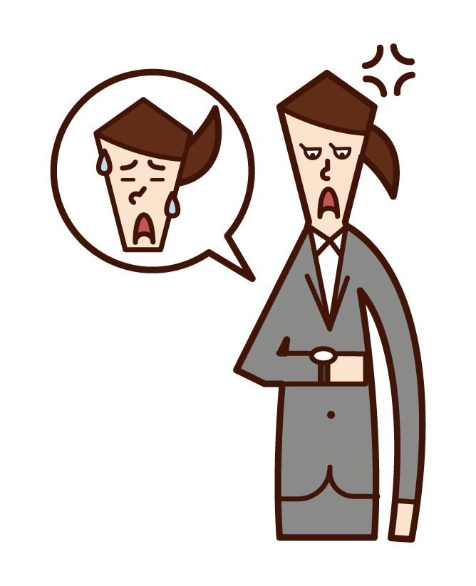 Illustration of a woman who is angry with a person who is late