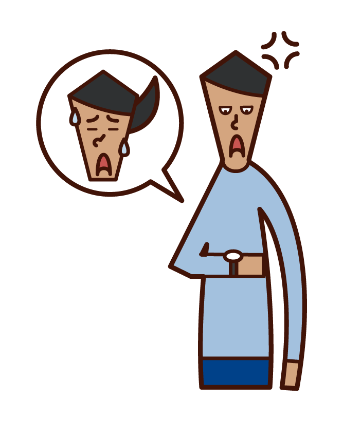 Illustration of a man who is angry with a person who is late