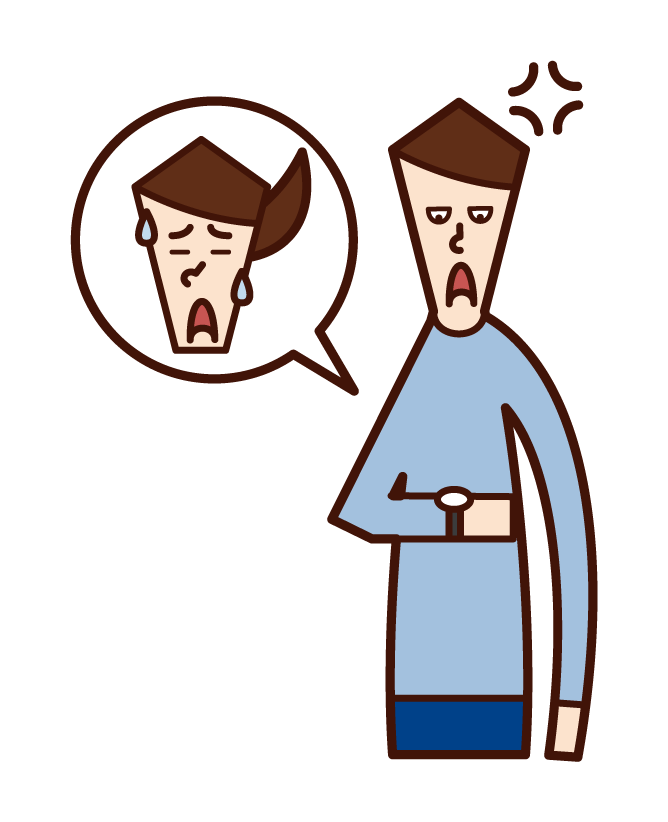 Illustration of a man who is angry with a person who is late