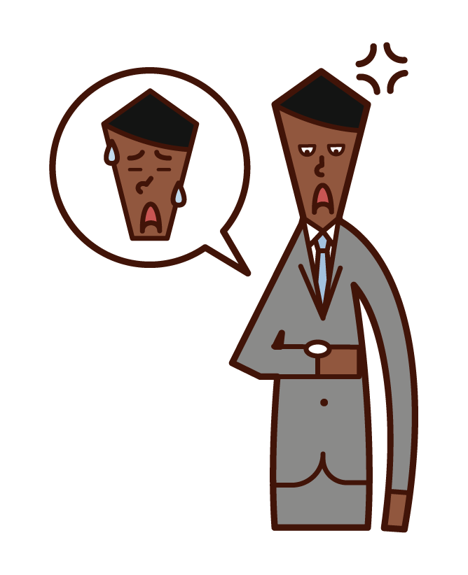 Illustration of a man who is angry with a person who is late
