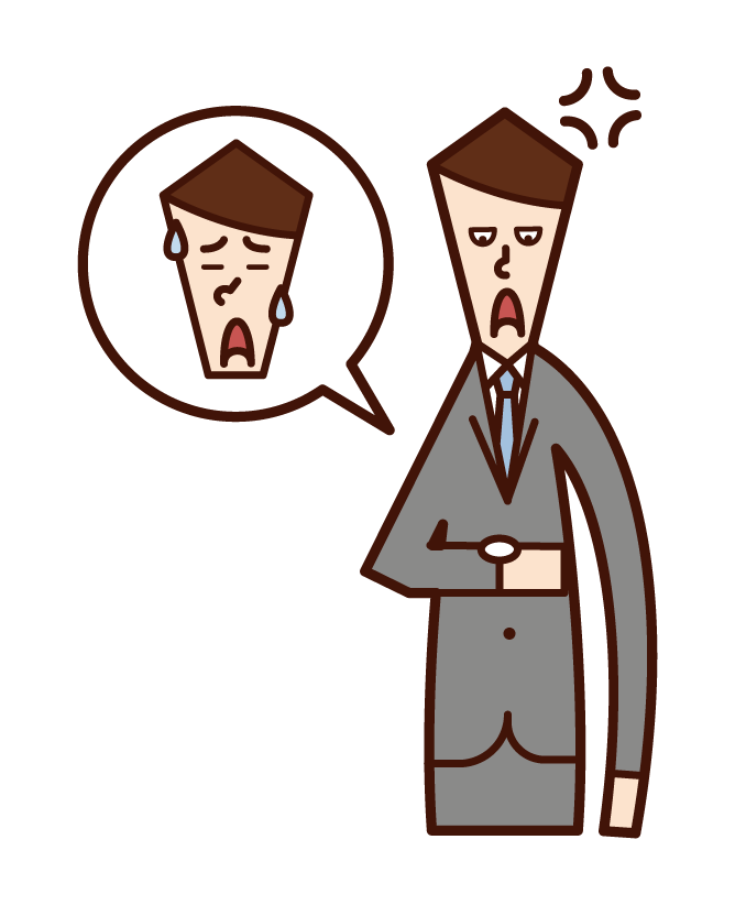 Illustration of a man who is angry with a person who is late