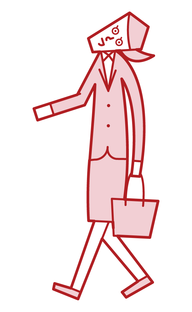Illustration of a woman walking up