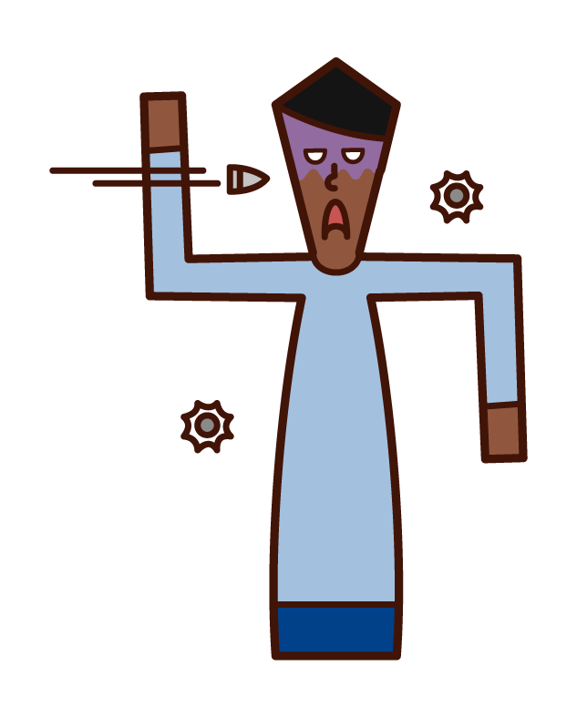Illustration of a man (male) avoiding bullets
