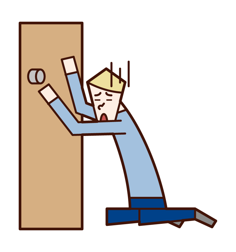 Illustration of a man (man) who was shut out of the house