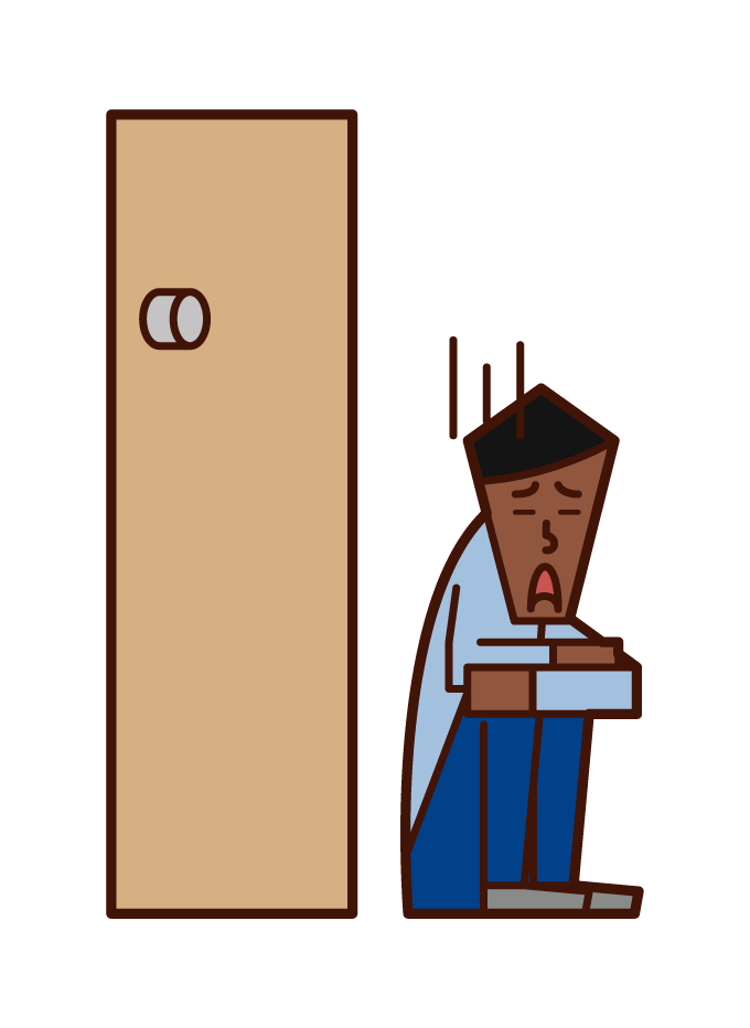 Illustration of a man (male) who lost the key