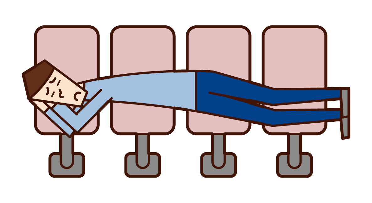 Illustration of a man sleeping on a station bench