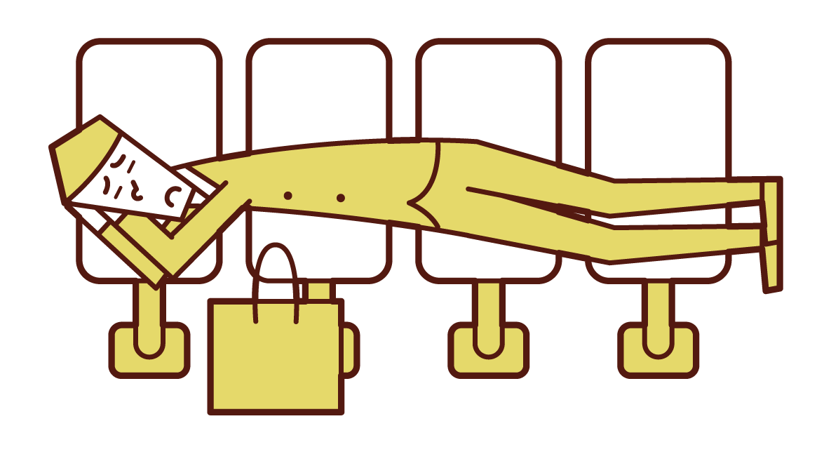 Illustration of a man sleeping on a station bench
