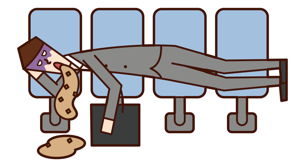 Illustration of a man sleeping on a station bench