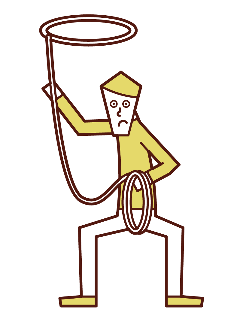 ロープを投げる人（男性）のイラスト