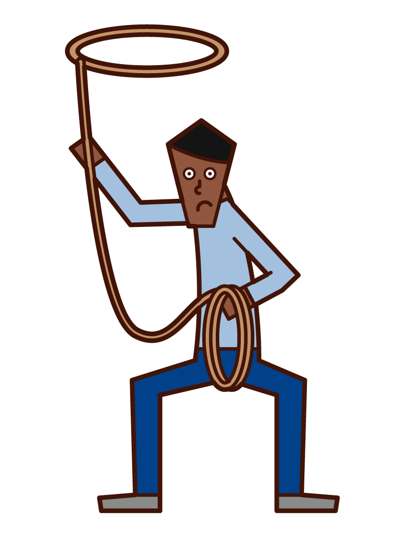 ロープを投げる人（男性）のイラスト