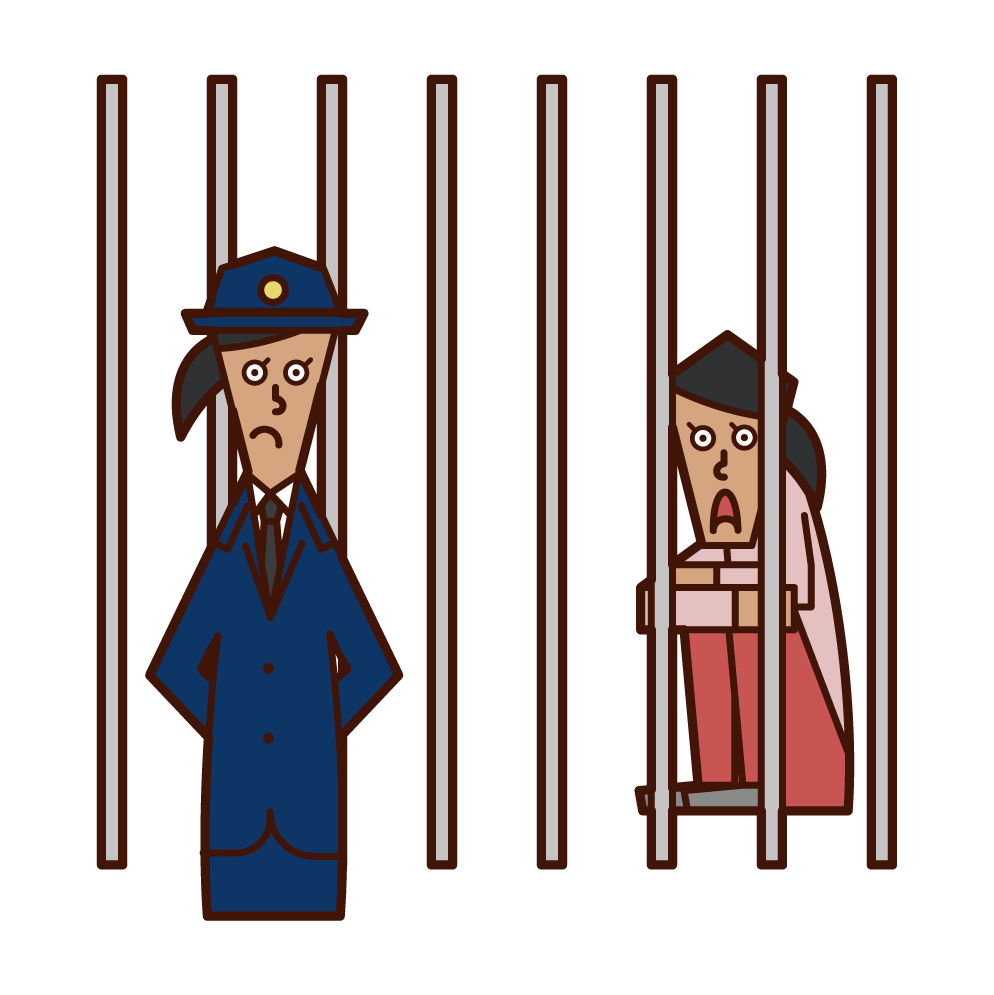 囚人を監視する刑務官 女性 のイラスト フリーイラスト素材 Kukukeke ククケケ