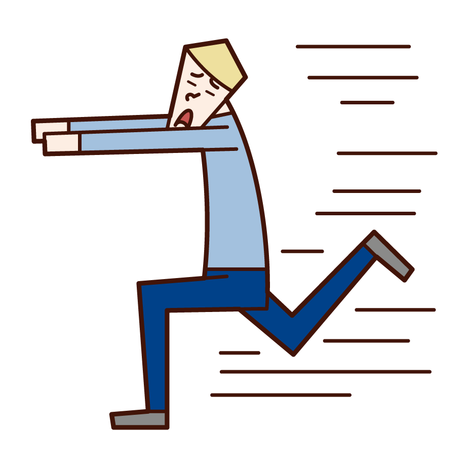 Illustration of a man running away