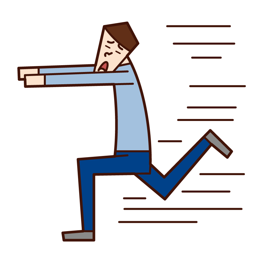 Illustration of a man running away