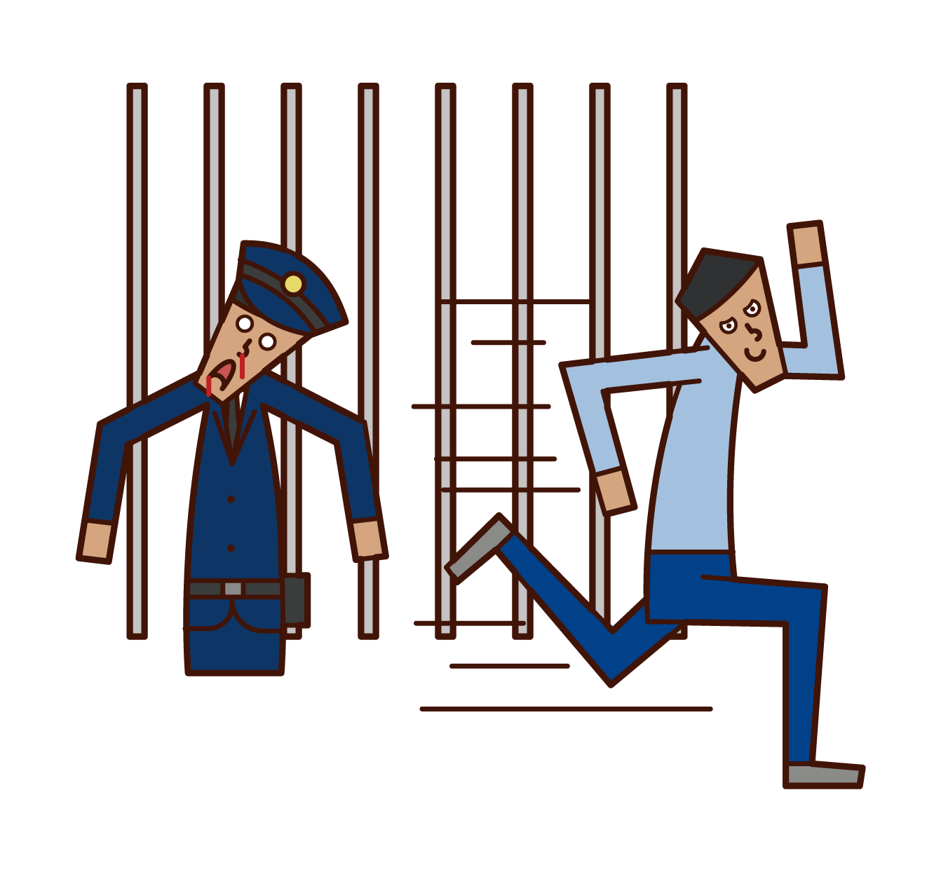 Illustration of a prisoner (male) who escapes from prison