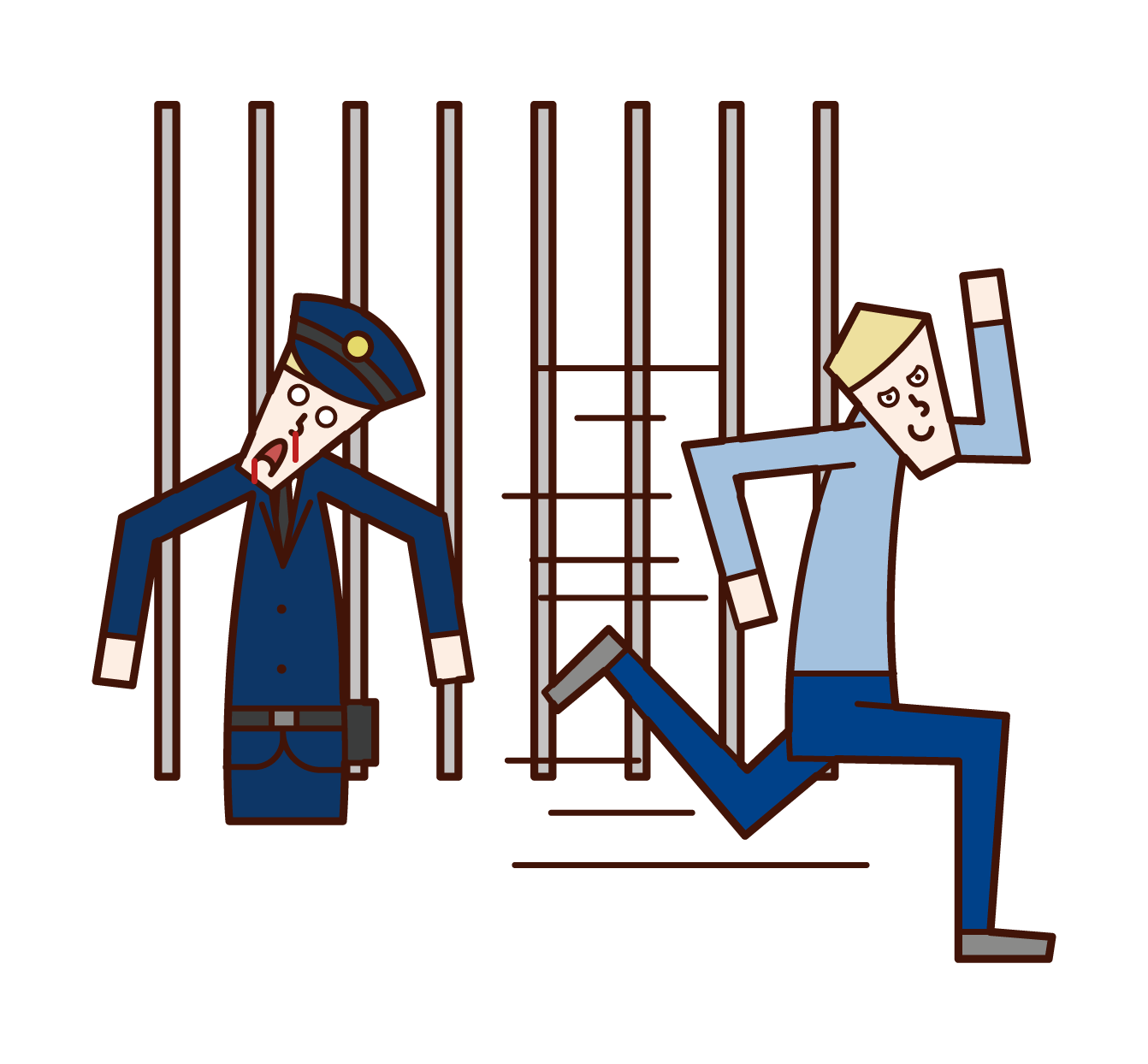 Illustration of a prisoner (male) who escapes from prison