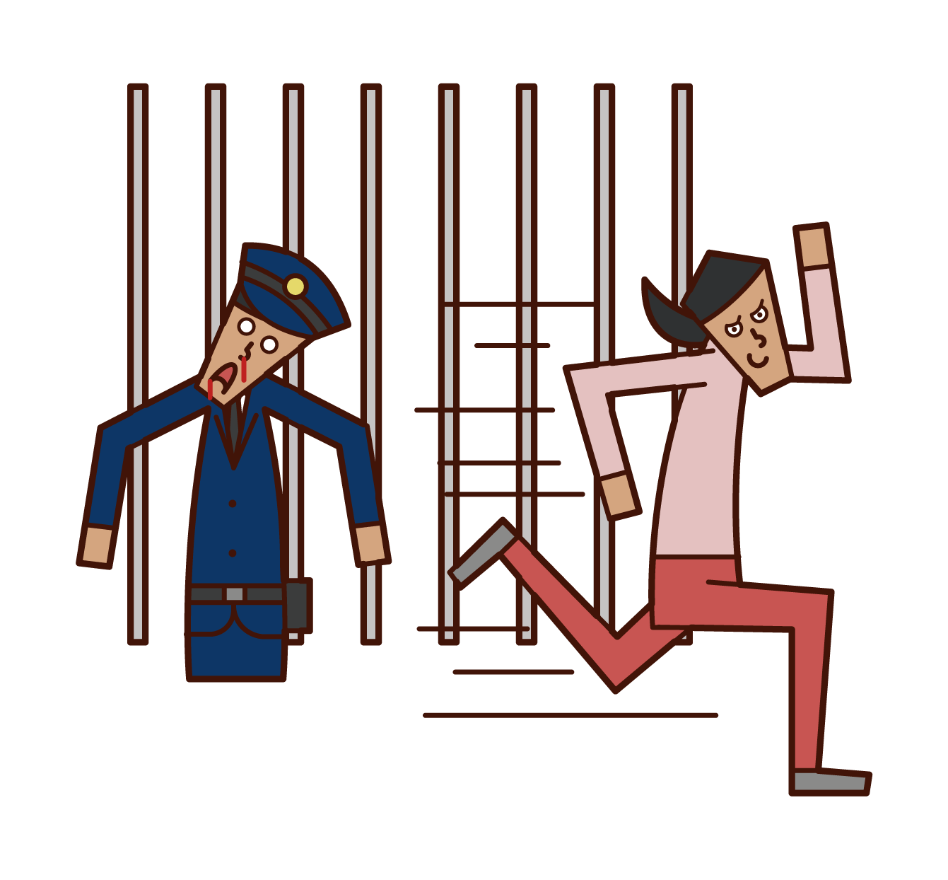 Illustration of a prisoner (woman) who escapes from prison