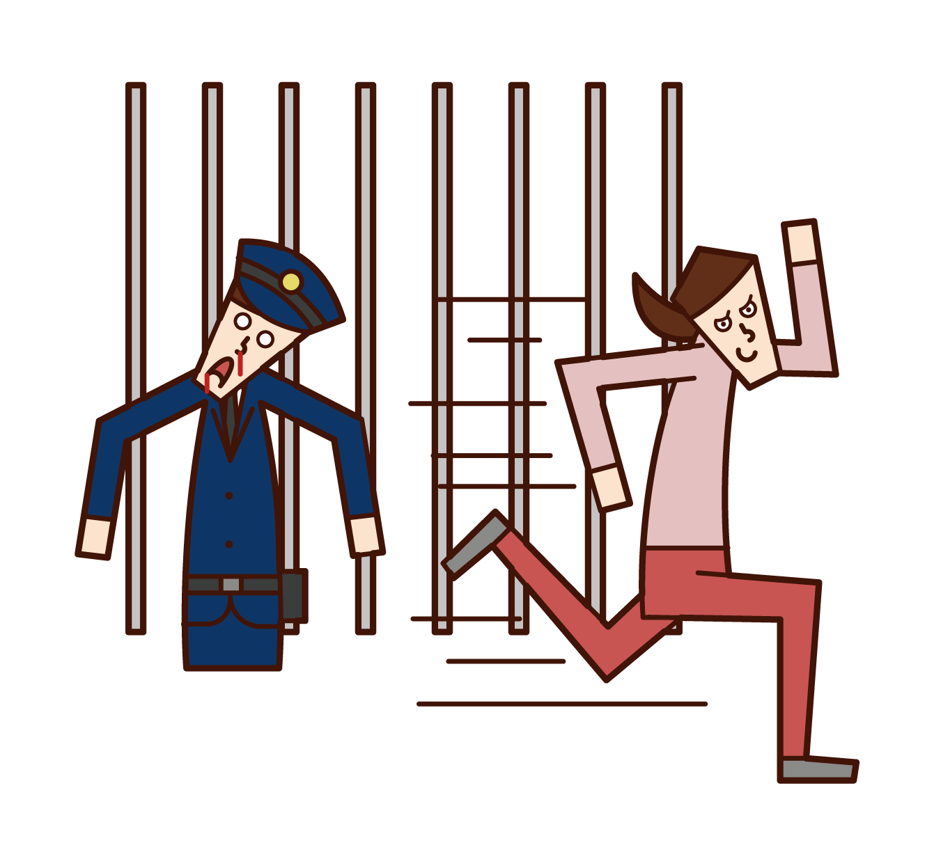 Illustration of a prisoner (woman) who escapes from prison