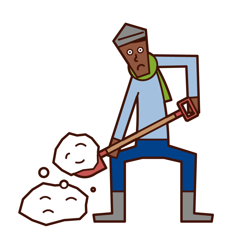 Illustration of a man shoveling snow or removing snow