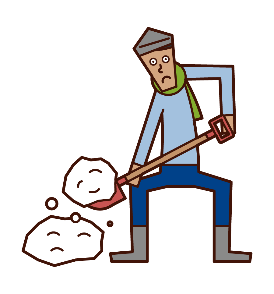 Illustration of a man shoveling snow or removing snow