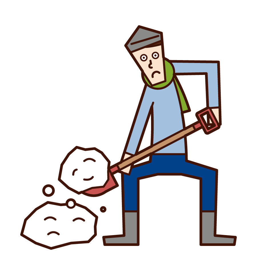 Illustration of a man shoveling snow or removing snow